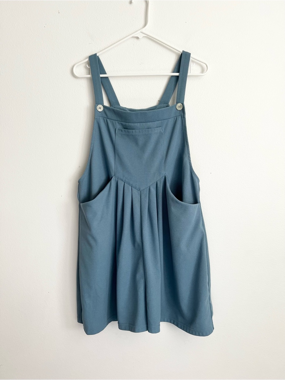 HALARA Short Overall Jumpsuit Women’s XL Blue Waffle Knit Pocket Romper Shortall